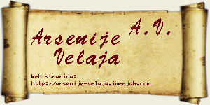 Arsenije Velaja vizit kartica